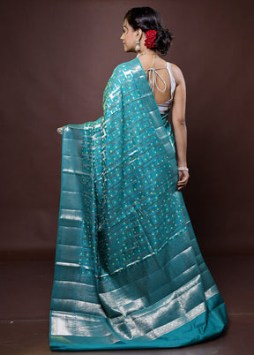 Green Handloom Dupion Pure Silk Saree With Blouse Piece