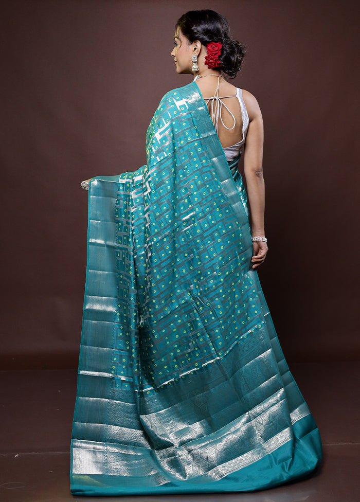 Green Handloom Dupion Pure Silk Saree With Blouse Piece