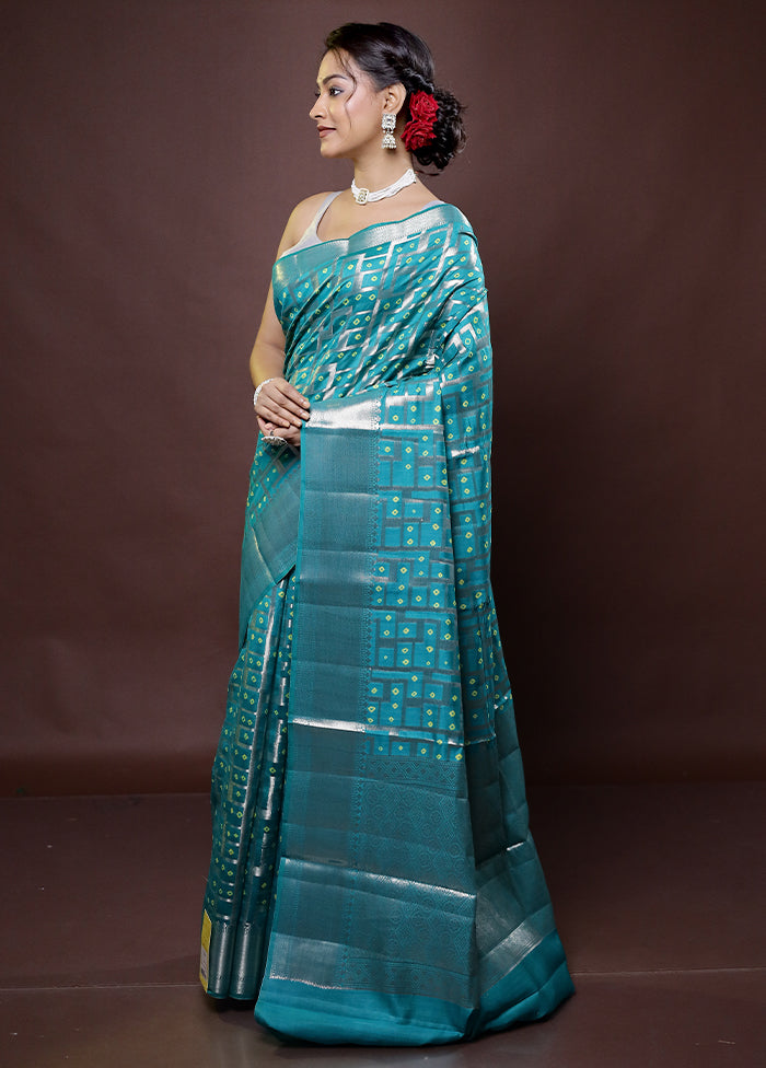 Green Handloom Dupion Pure Silk Saree With Blouse Piece