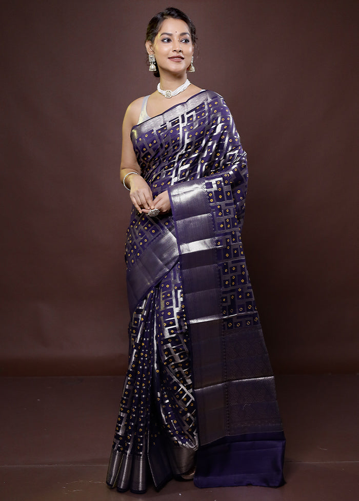 Blue Handloom Dupion Pure Silk Saree With Blouse Piece