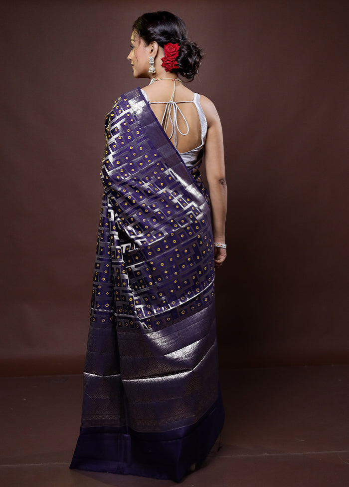 Blue Handloom Dupion Pure Silk Saree With Blouse Piece