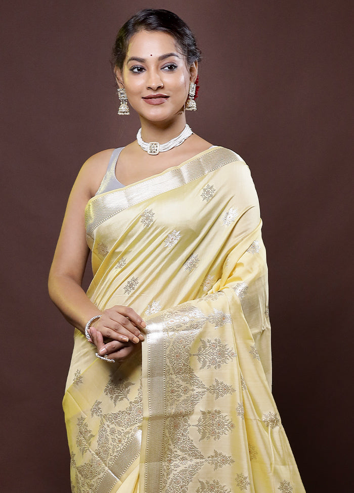 Yellow Handloom Dupion Pure Silk Saree With Blouse Piece