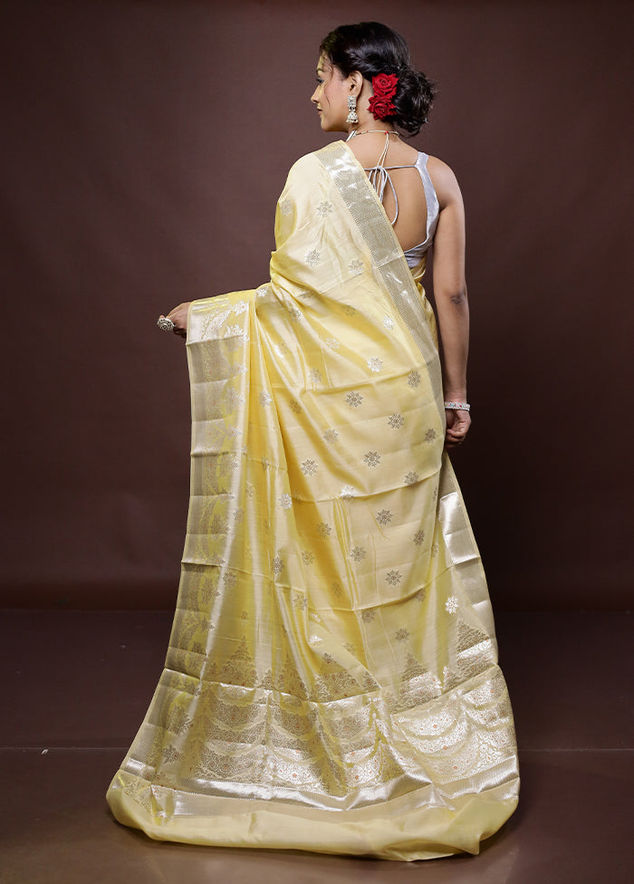 Yellow Handloom Dupion Pure Silk Saree With Blouse Piece