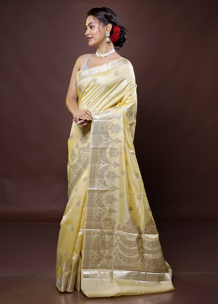 Yellow Handloom Dupion Pure Silk Saree With Blouse Piece