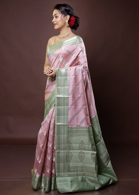 Pink Handloom Dupion Pure Silk Saree With Blouse Piece