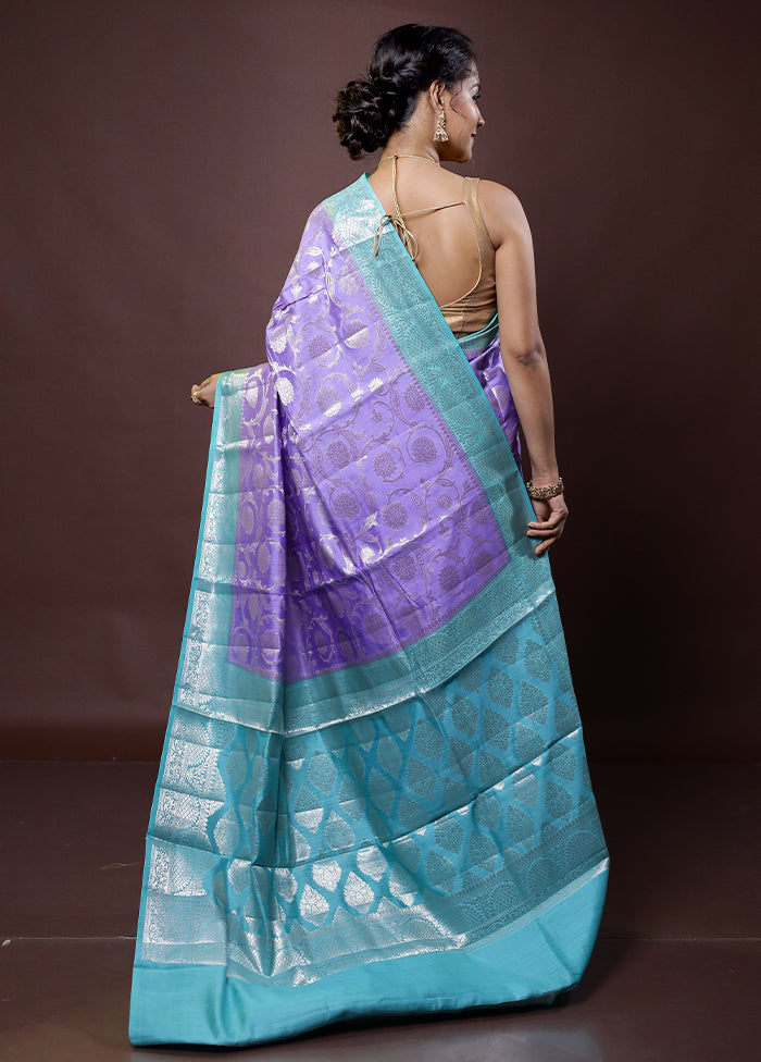 Purple Handloom Dupion Pure Silk Saree With Blouse Piece