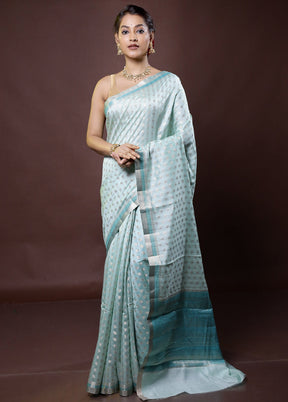 Green Handloom Dupion Pure Silk Saree With Blouse Piece