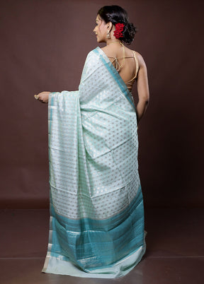 Green Handloom Dupion Pure Silk Saree With Blouse Piece