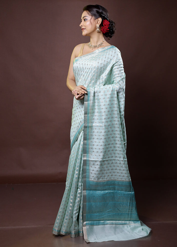 Green Handloom Dupion Pure Silk Saree With Blouse Piece