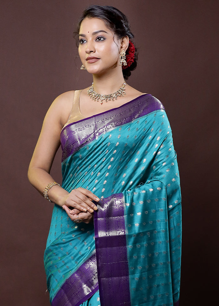 Green Handloom Dupion Pure Silk Saree With Blouse Piece