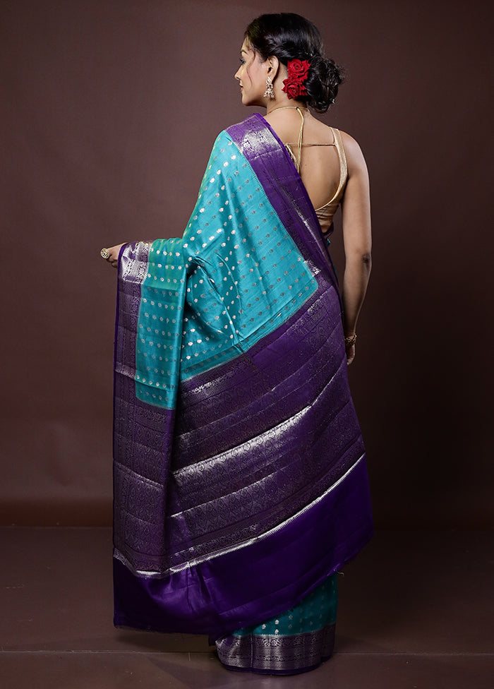 Green Handloom Dupion Pure Silk Saree With Blouse Piece