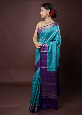 Green Handloom Dupion Pure Silk Saree With Blouse Piece