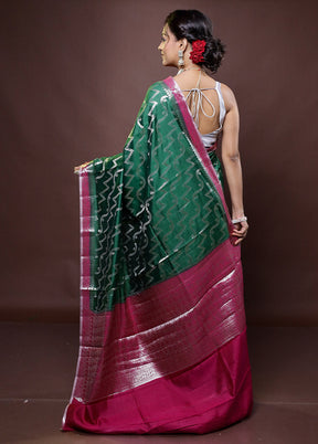 Green Handloom Dupion Pure Silk Saree With Blouse Piece