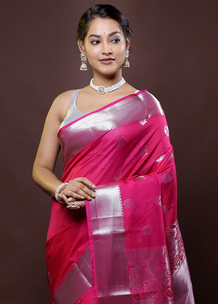 Pink Kanjivaram Silk Saree With Blouse Piece