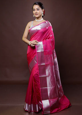 Pink Kanjivaram Silk Saree With Blouse Piece