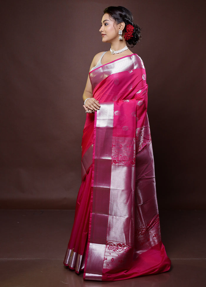 Pink Kanjivaram Silk Saree With Blouse Piece