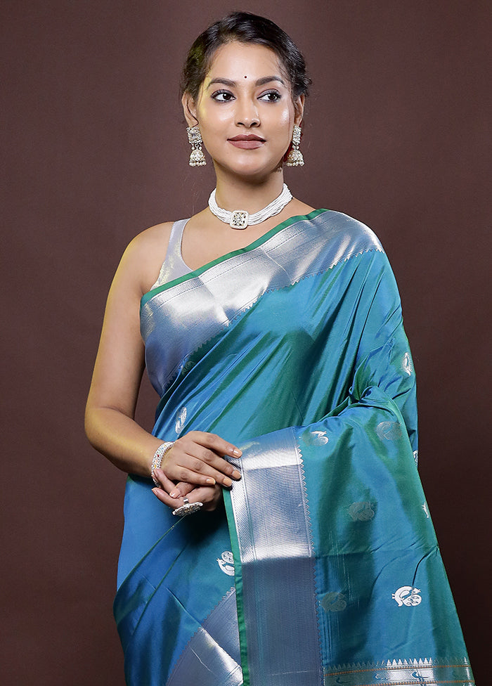 Green Kanjivaram Silk Saree With Blouse Piece