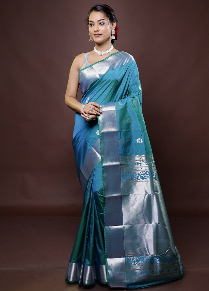 Green Kanjivaram Silk Saree With Blouse Piece