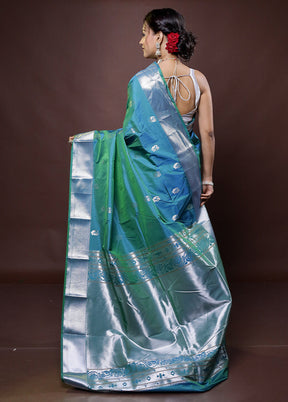 Green Kanjivaram Silk Saree With Blouse Piece