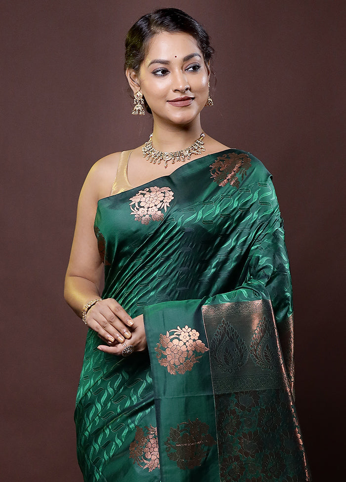 Green Kanjivaram Silk Saree With Blouse Piece