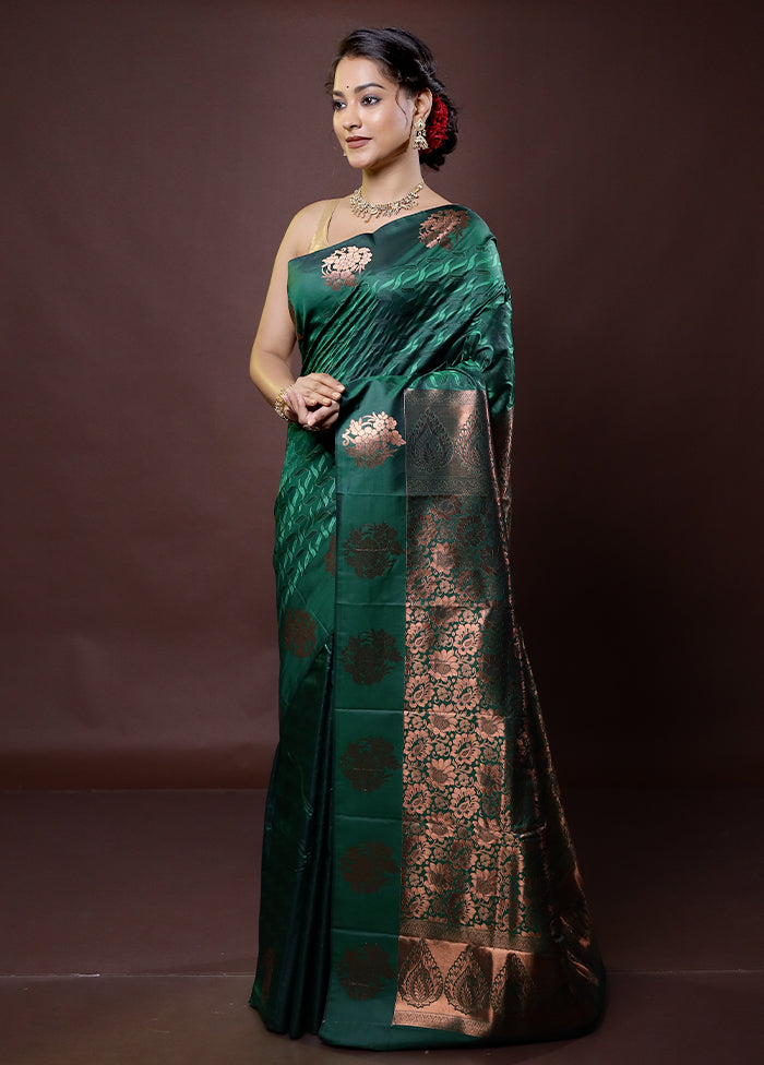 Green Kanjivaram Silk Saree With Blouse Piece