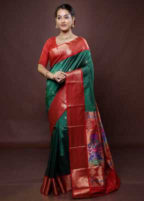 Green Kanjivaram Silk Saree With Blouse Piece