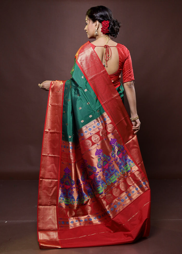 Green Kanjivaram Silk Saree With Blouse Piece