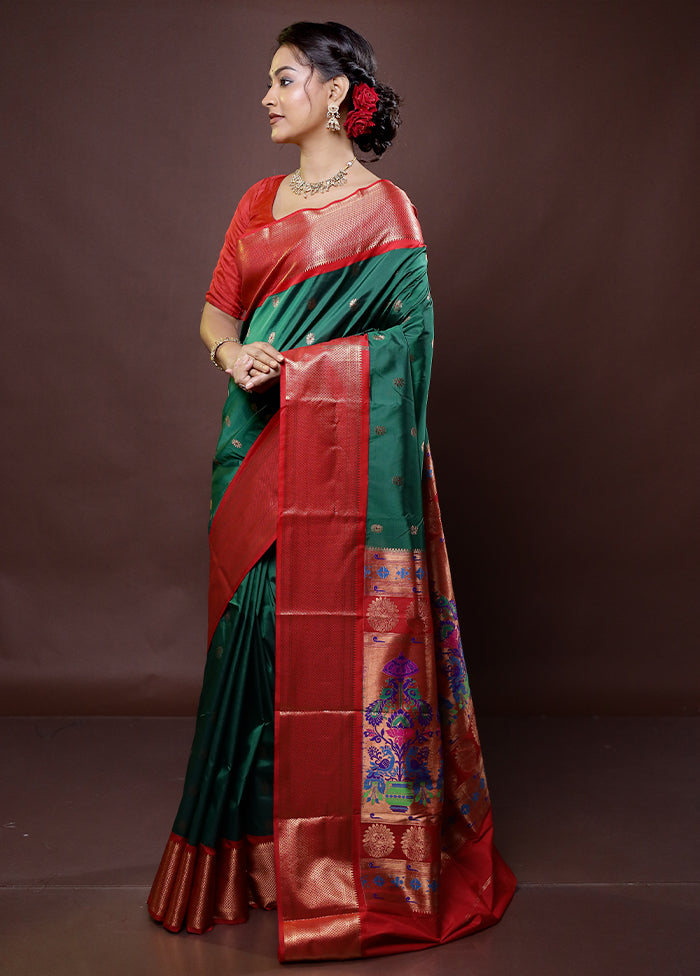 Green Kanjivaram Silk Saree With Blouse Piece