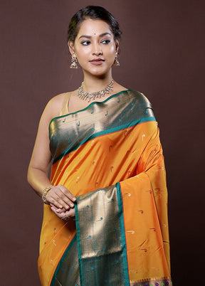 Rust Kanjivaram Silk Saree With Blouse Piece