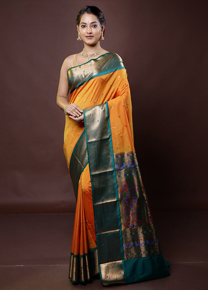 Rust Kanjivaram Silk Saree With Blouse Piece