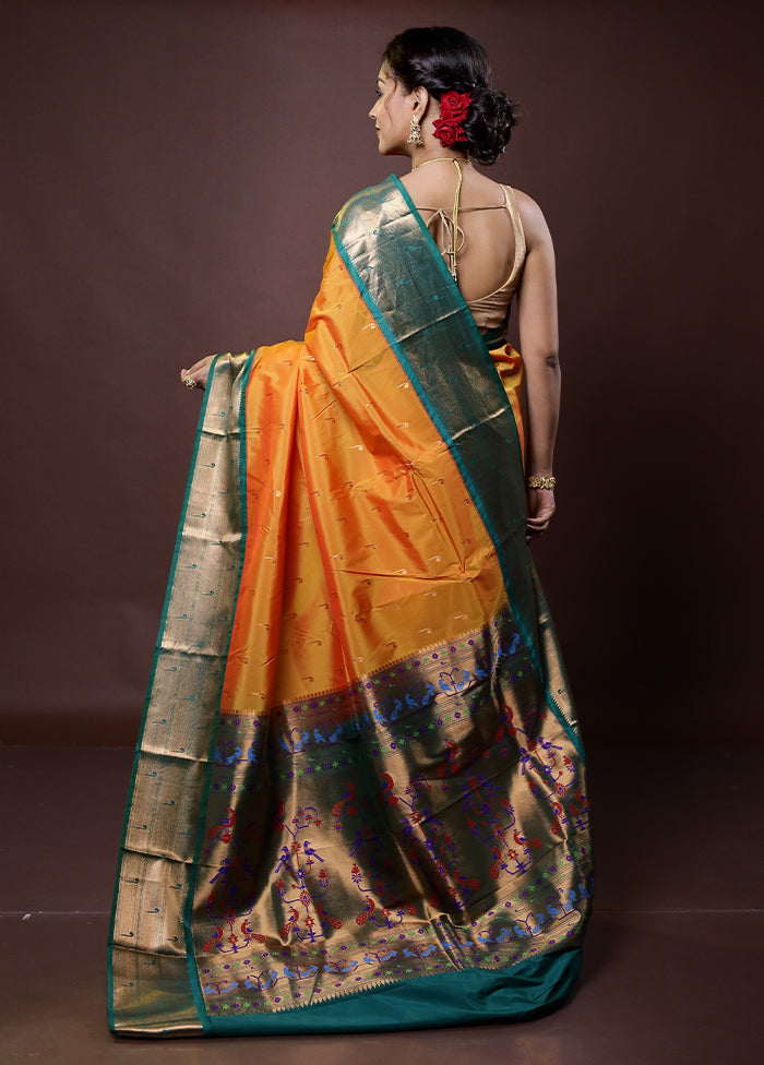 Rust Kanjivaram Silk Saree With Blouse Piece