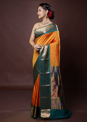 Rust Kanjivaram Silk Saree With Blouse Piece