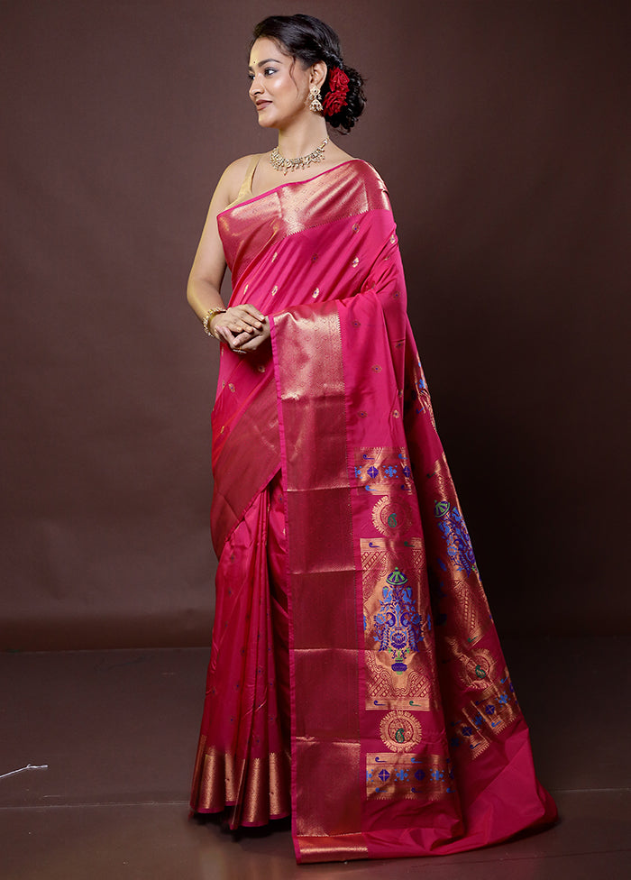 Pink Kanjivaram Silk Saree With Blouse Piece