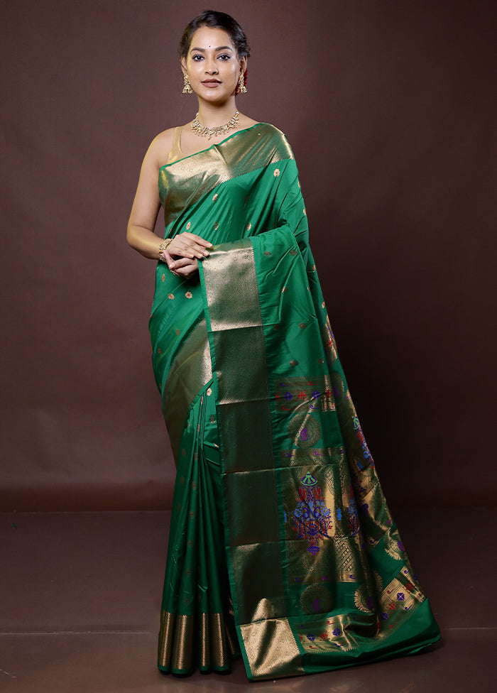 Green Kanjivaram Silk Saree With Blouse Piece