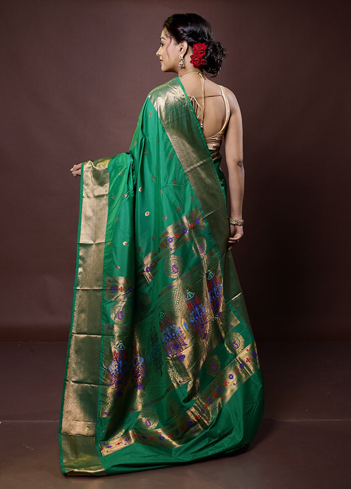 Green Kanjivaram Silk Saree With Blouse Piece