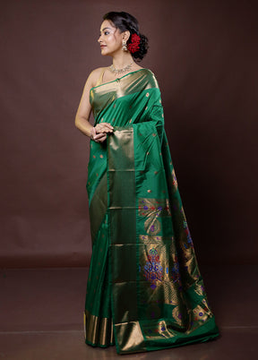 Green Kanjivaram Silk Saree With Blouse Piece