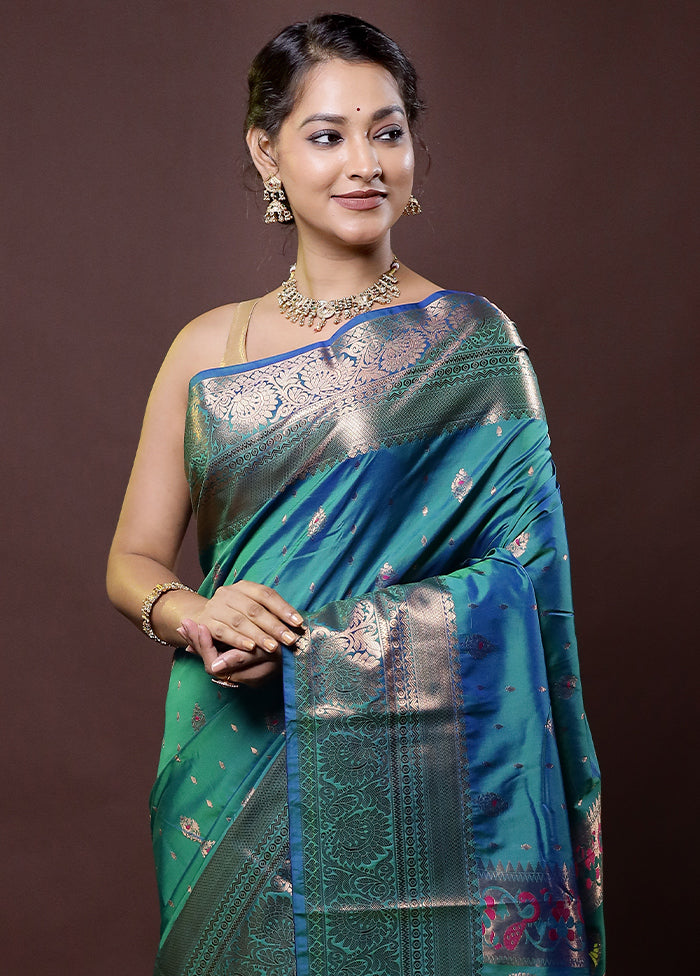 Green Kanjivaram Silk Saree With Blouse Piece