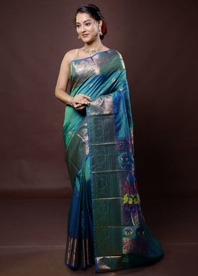 Green Kanjivaram Silk Saree With Blouse Piece