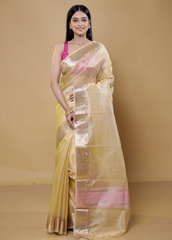 Gold Kota Cotton Saree With Blouse Piece