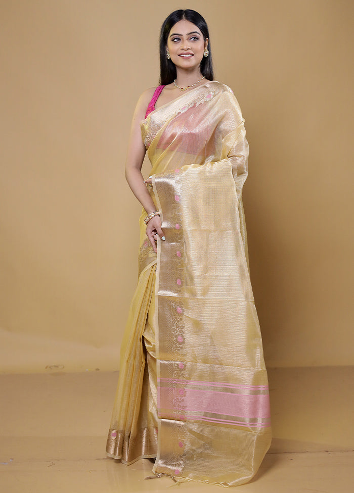 Gold Kota Cotton Saree With Blouse Piece