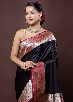 Maroon Banarasi Silk Saree With Blouse Piece