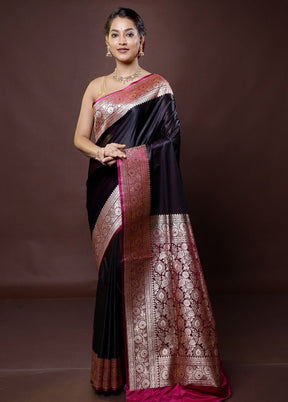 Maroon Banarasi Silk Saree With Blouse Piece