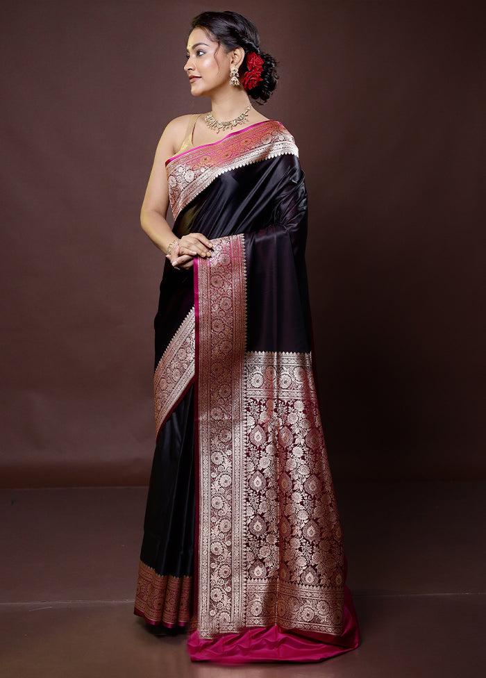 Maroon Banarasi Silk Saree With Blouse Piece