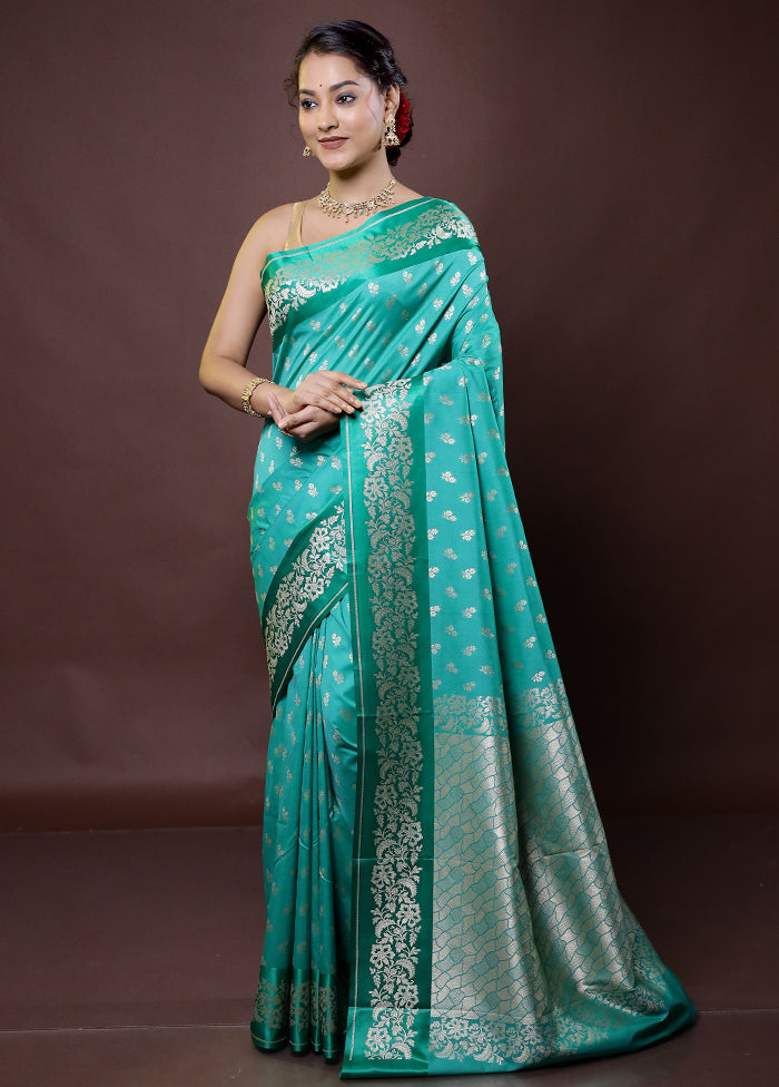 Green Dupion Silk Saree With Blouse Piece