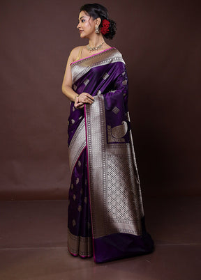 Purple Katan Silk Saree With Blouse Piece