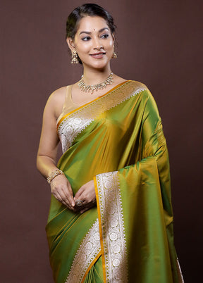 Green Katan Silk Saree With Blouse Piece