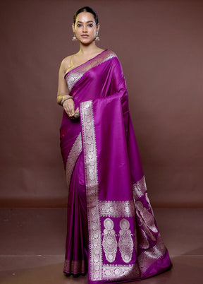 Purple Katan Silk Saree With Blouse Piece