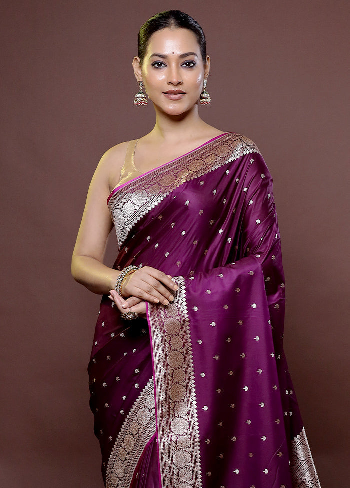 Purple Katan Silk Saree With Blouse Piece