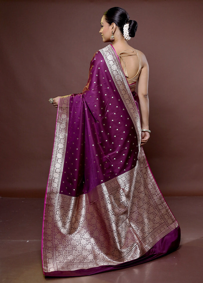 Purple Katan Silk Saree With Blouse Piece