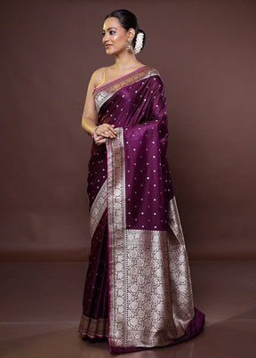 Purple Katan Silk Saree With Blouse Piece